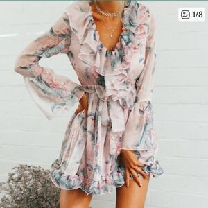 MOSSMAN "A Whisper Of Fate" Floral Long Sleeve Dress. Size 6